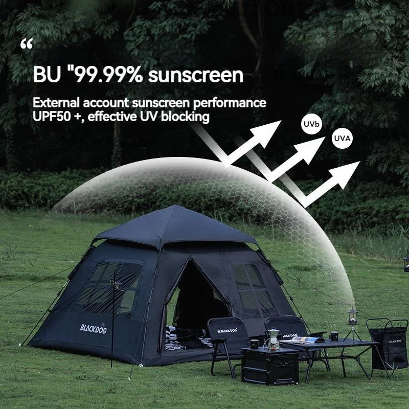 Black Dog Camping Ground Mat for 3-4 Person Tent, Waterproof PE Fabric