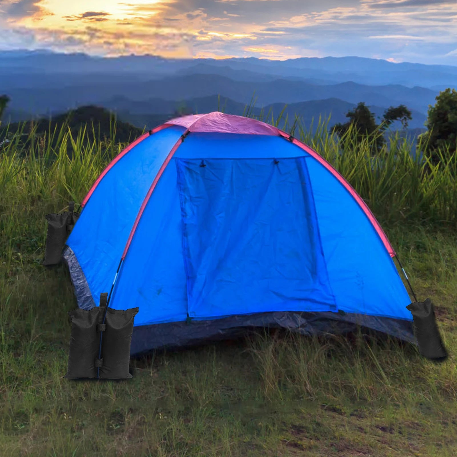 Heavy-Duty Portable Sandbag Weights for Tent Canopy and Patio Umbrella - 1680D Oxford, Black, Set of 4