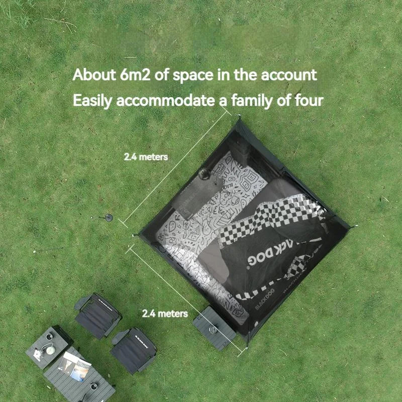 Black Dog Camping Ground Mat for 3-4 Person Tent, Waterproof PE Fabric