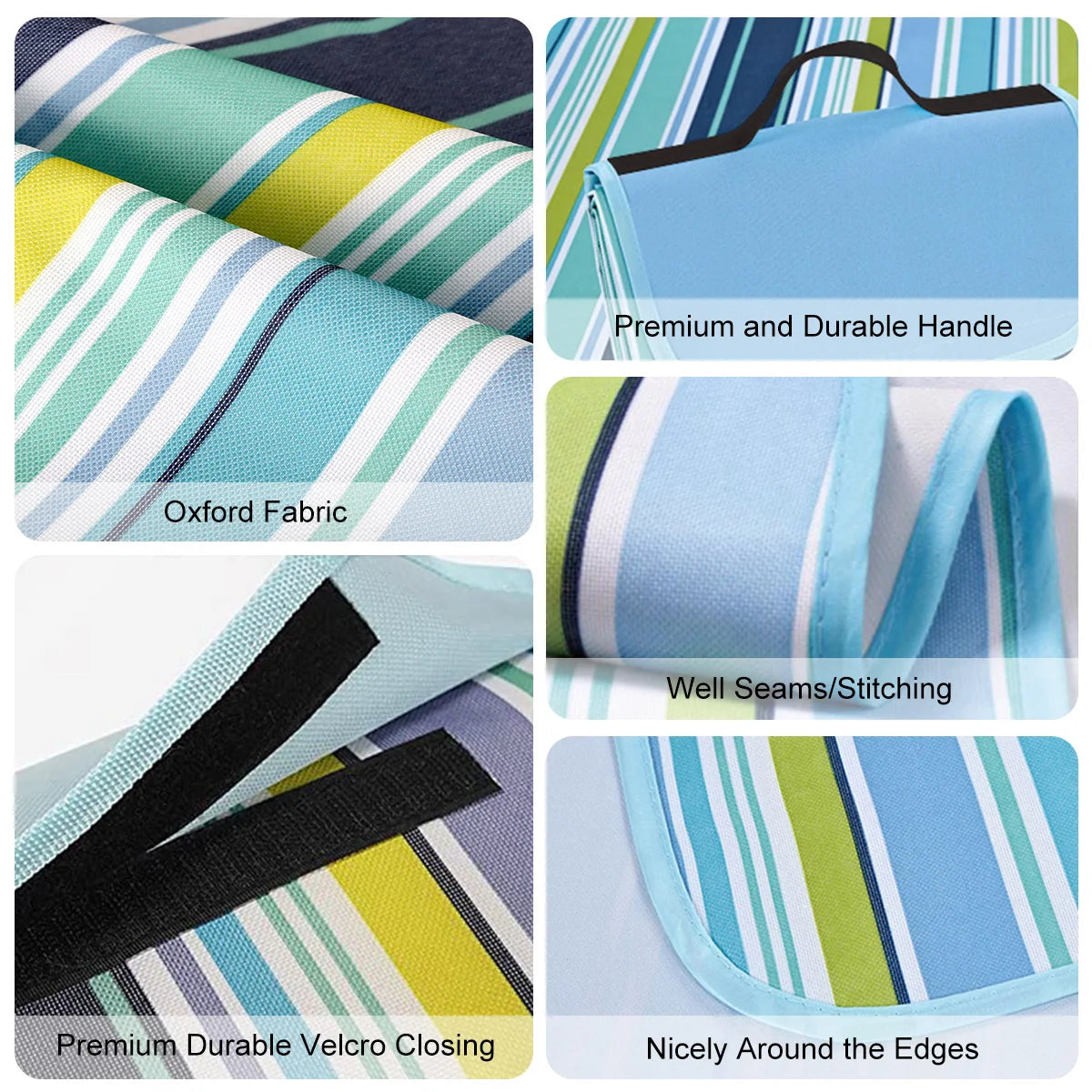 Waterproof Beach Blanket Portable Picnic Mat - Moisture Resistant Plaid Design for Family Beach Days