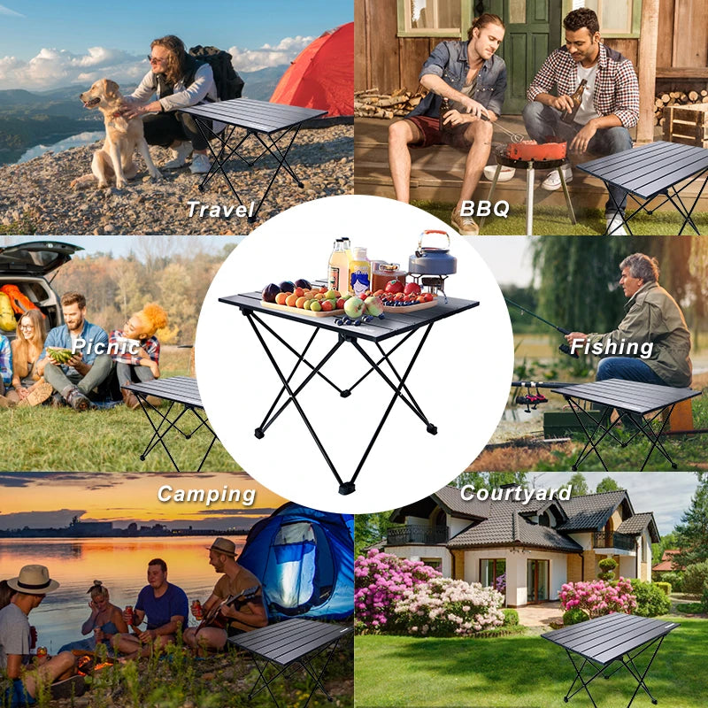 Portable Aluminum Camping Table, Lightweight Folding Design, 15.7" x 13.8"