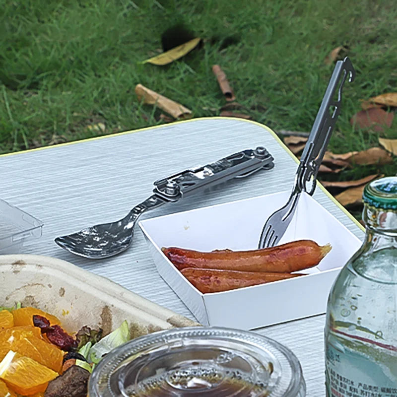 Multi-function Portable Camping Cutlery Set - Knife Fork Spoon