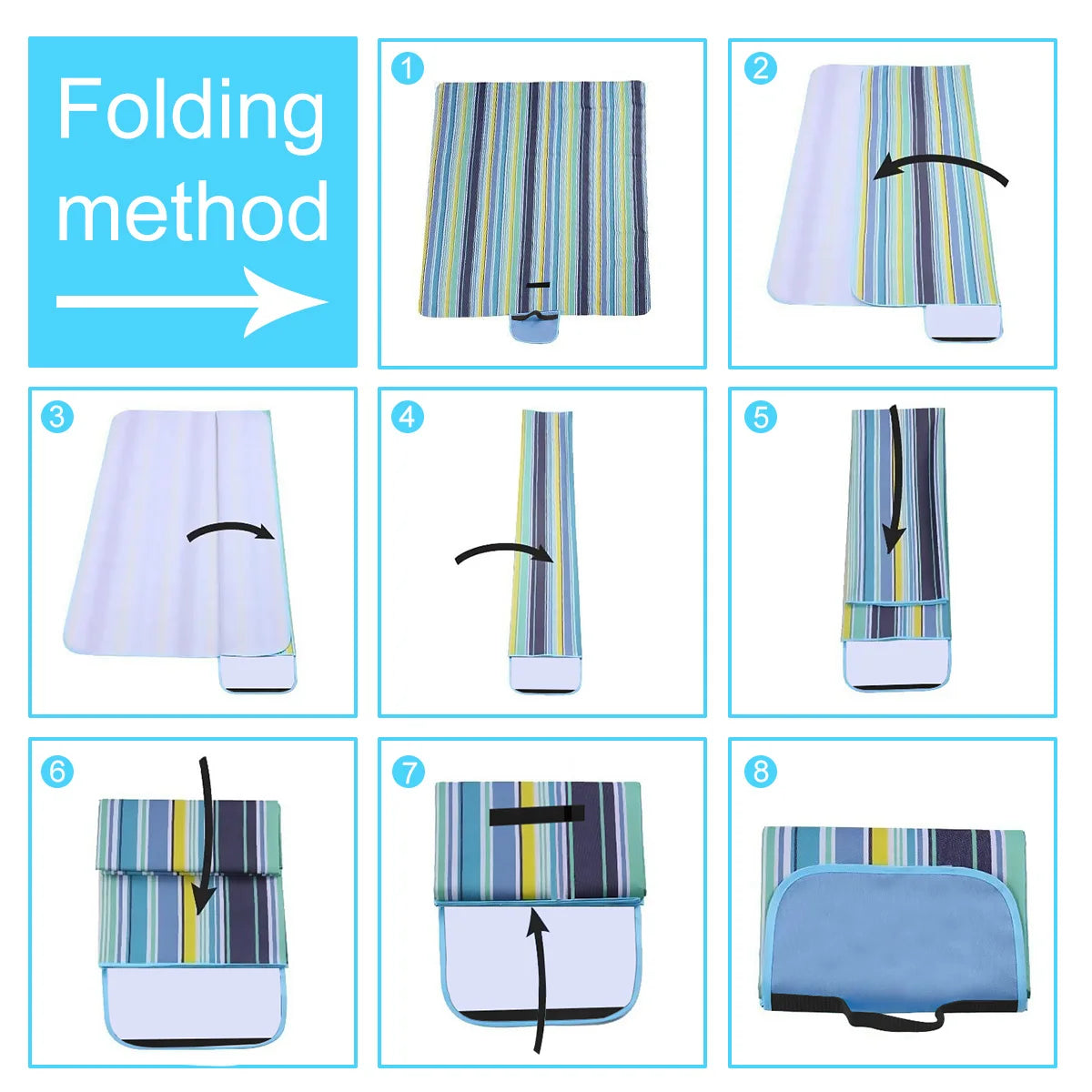 Waterproof Beach Blanket Portable Picnic Mat - Moisture Resistant Plaid Design for Family Beach Days