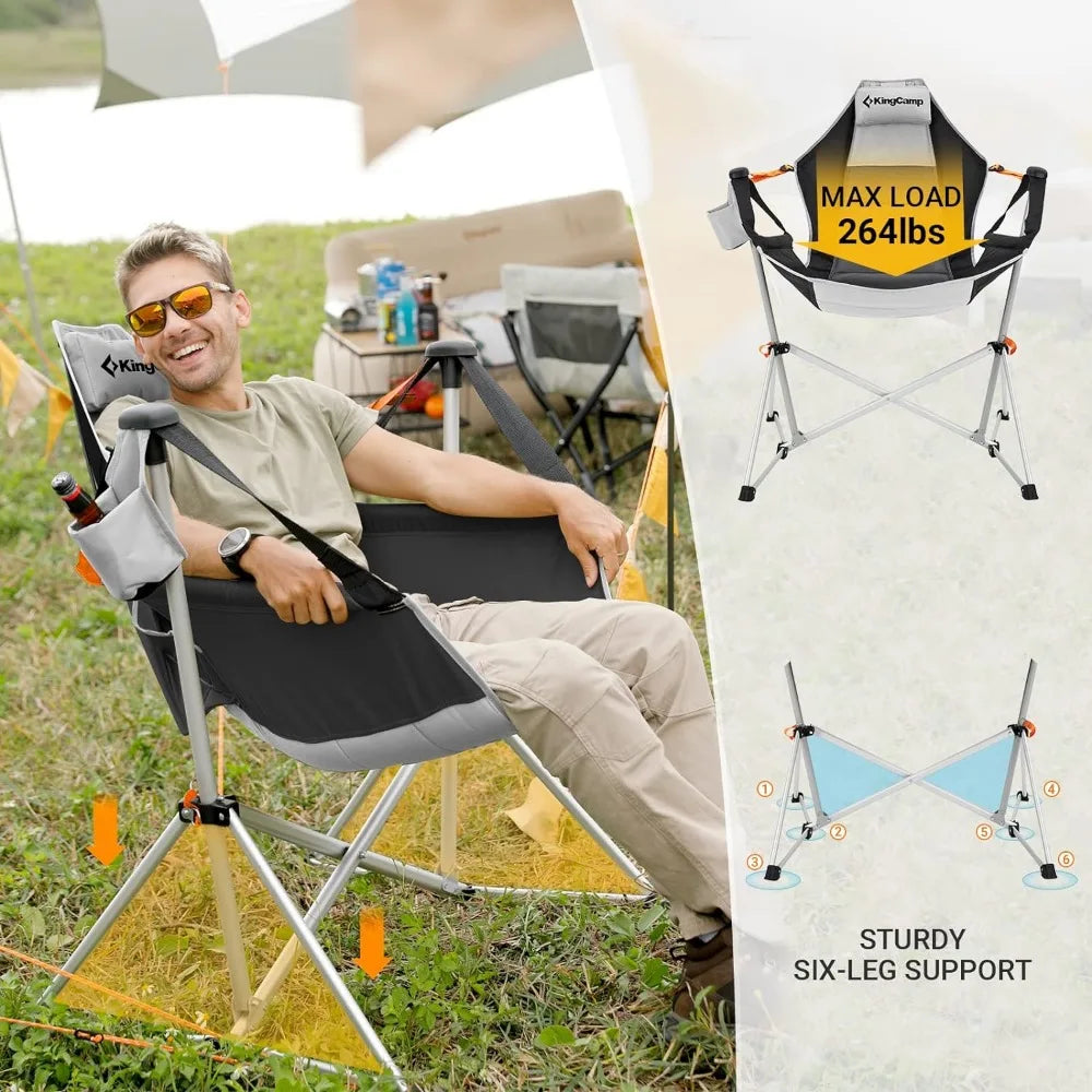 KingCamp Portable Folding Hammock Camping Chair - Swinging Rocking Design (2 Pack)
