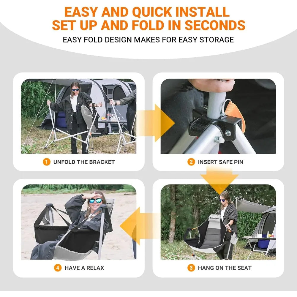 KingCamp Portable Folding Hammock Camping Chair - Swinging Rocking Design (2 Pack)