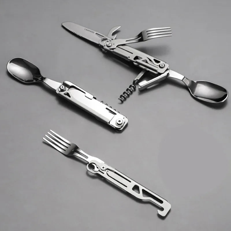 Multi-function Portable Camping Cutlery Set - Knife Fork Spoon