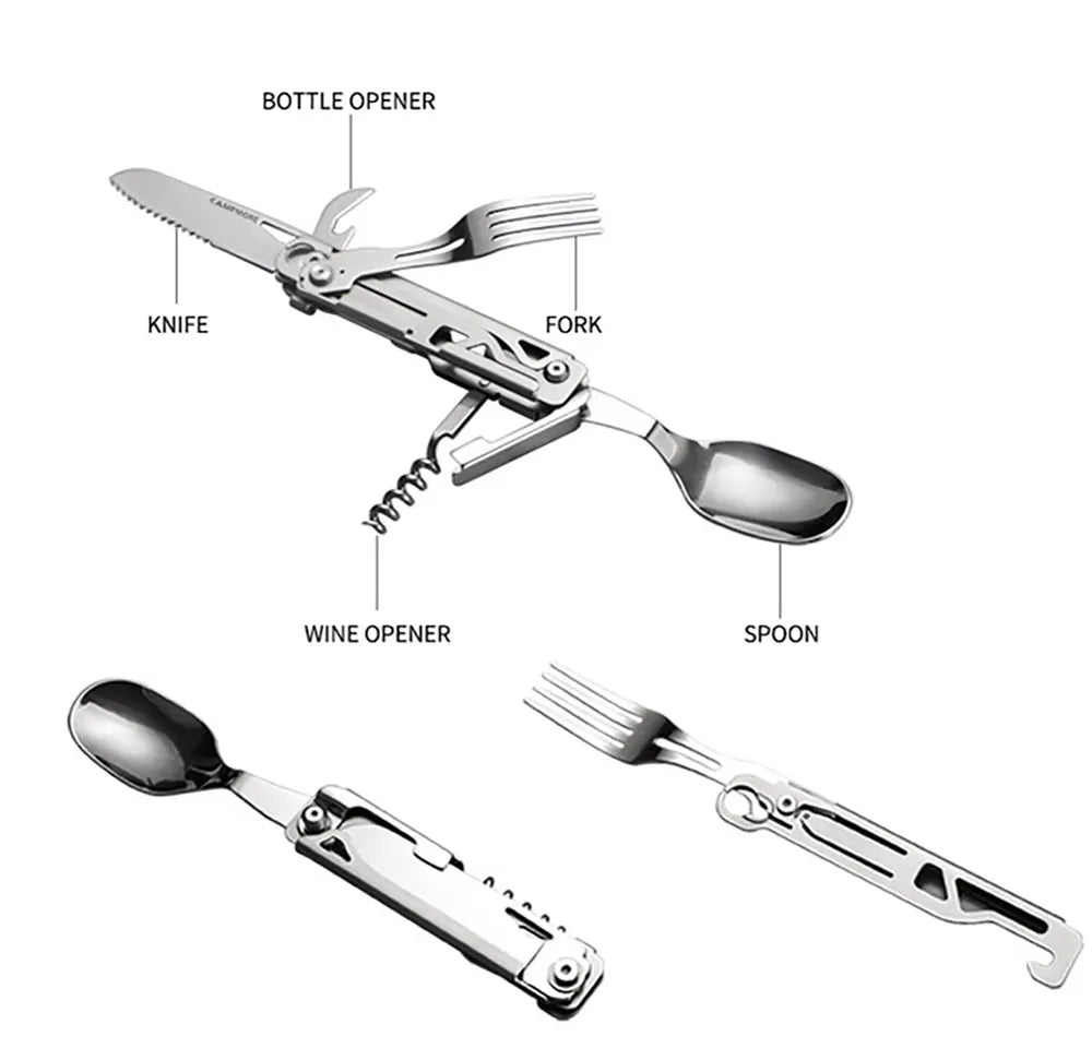 Multi-function Portable Camping Cutlery Set - Knife Fork Spoon