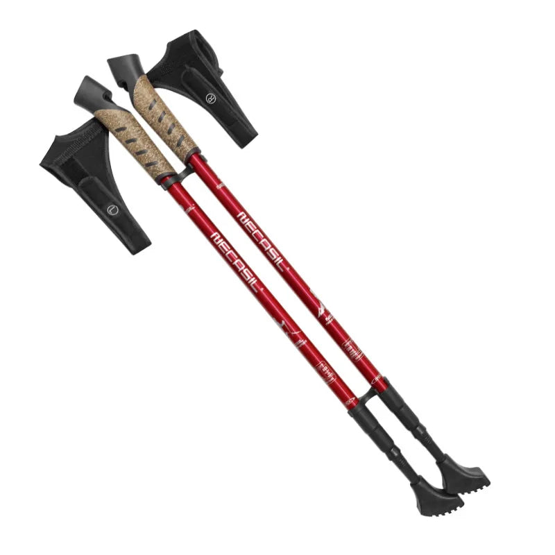 2PCS Nordic Walking Poles with Ergonomic Cork Handle, 7075 Aluminum Alloy, Adjustable from 24.8" to 53.1"