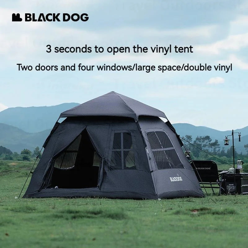 Black Dog Camping Ground Mat for 3-4 Person Tent, Waterproof PE Fabric