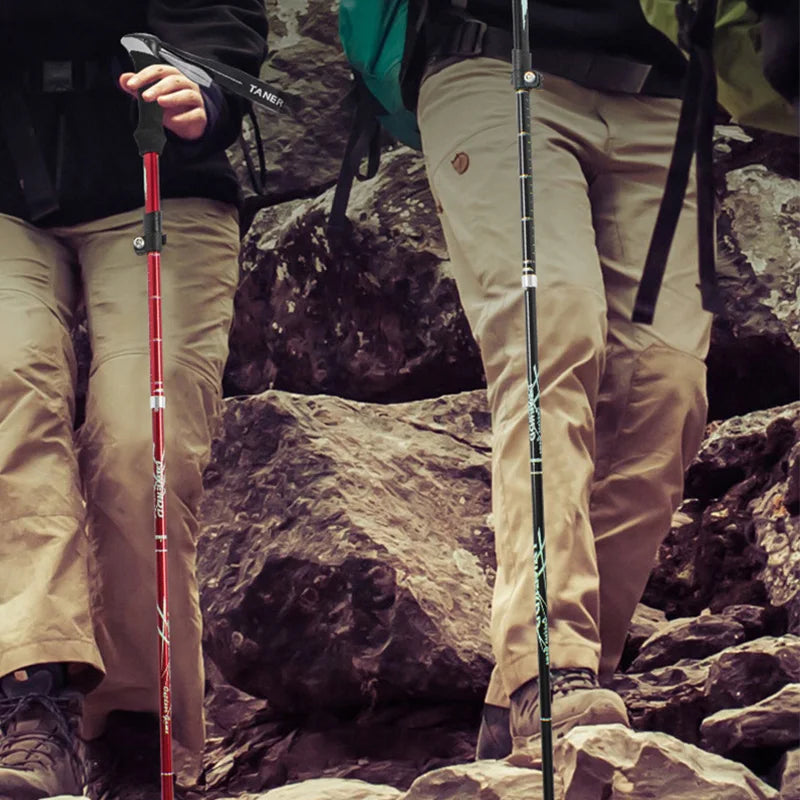 5-Section Aluminum Alloy Telescopic Folding Trekking Poles with EVA Grip, Adjustable 43"-51"
