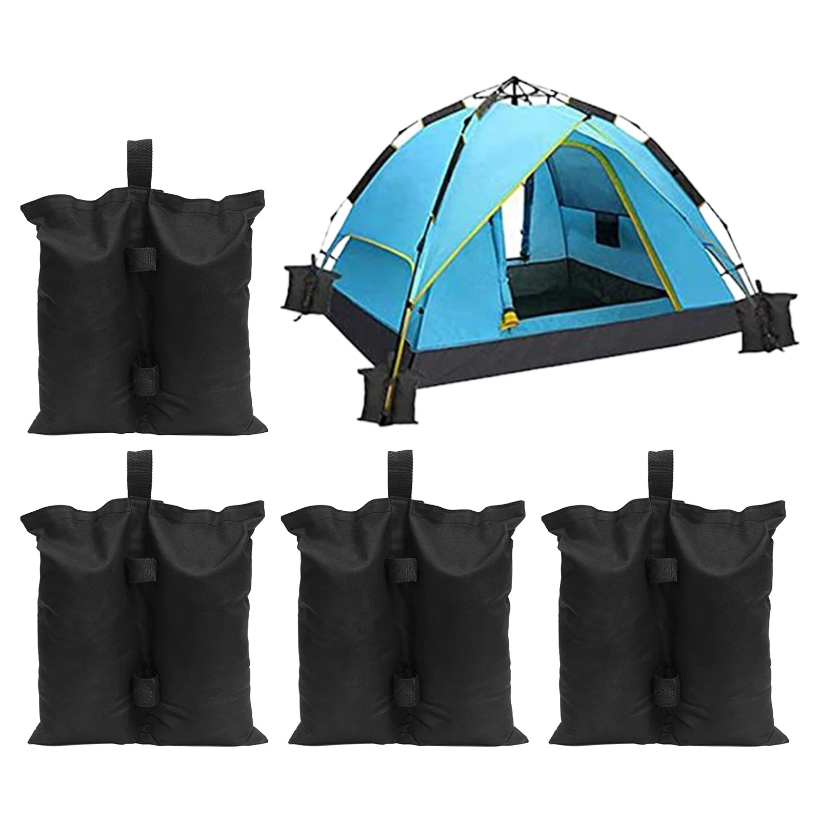 Heavy-Duty Portable Sandbag Weights for Tent Canopy and Patio Umbrella - 1680D Oxford, Black, Set of 4
