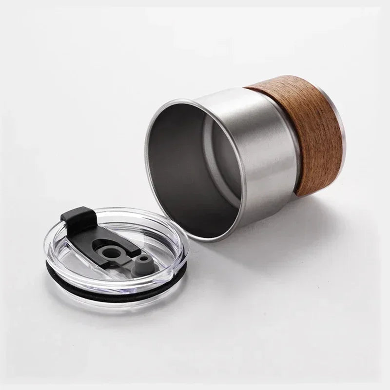 Portable 300ml Stainless Steel Coffee Mug with Lid - Heat Resistant Camping Mug