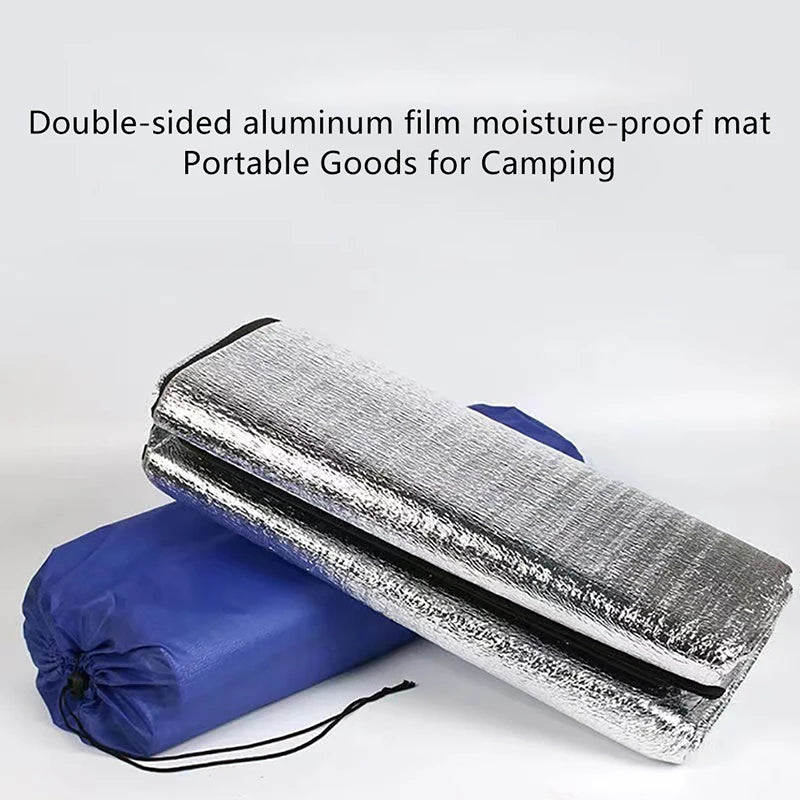 Waterproof Camping Ground Mat Double-Sided Aluminum Foil with Drawstring Bag - 59.06" x 78.74"
