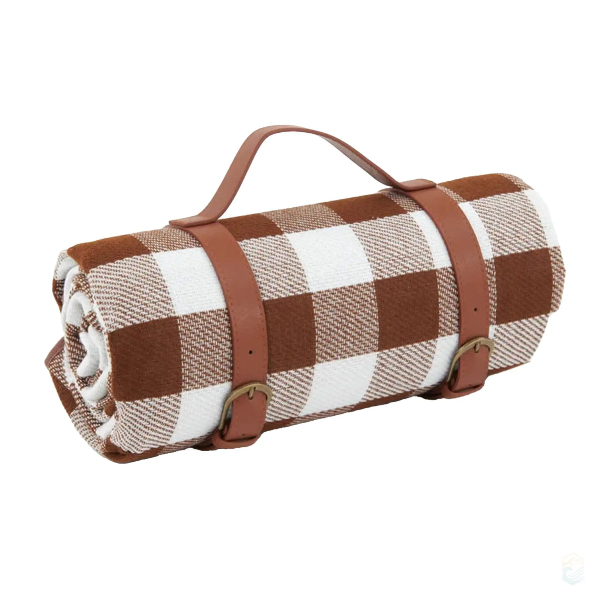 brown-checkered-picnic-blanket-with-leather-straps