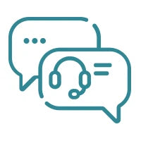 con of two chat bubbles, one with a headset symbol, representing customer support