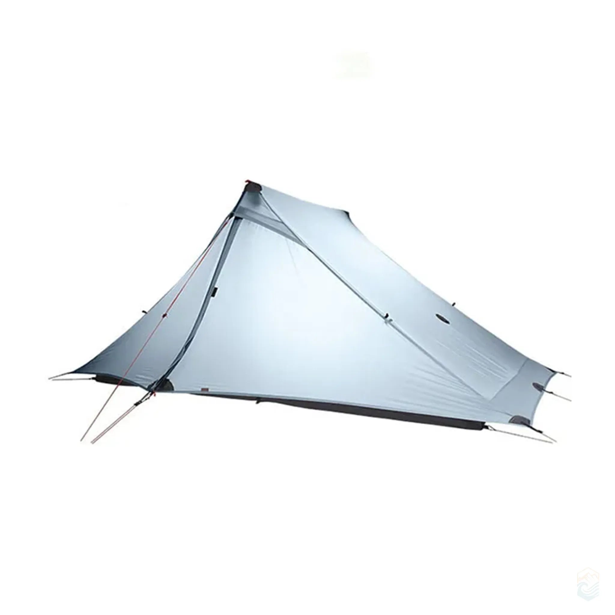 Light gray FLAME'S CREED Lanshan 2 Pro 4-season backpacking tent shown fully pitched on a white background, featuring a streamlined ultralight design with tensioned guy lines and durable 20D fabric for winter and alpine camping