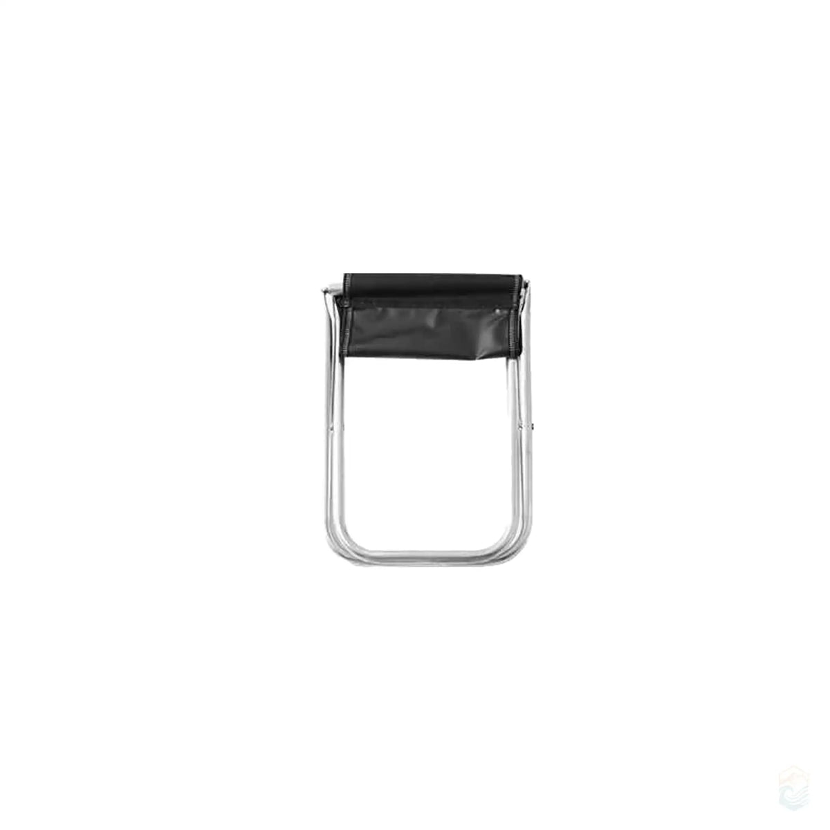 Black half-discount medium folding chair in its folded state with steel pipe frame.