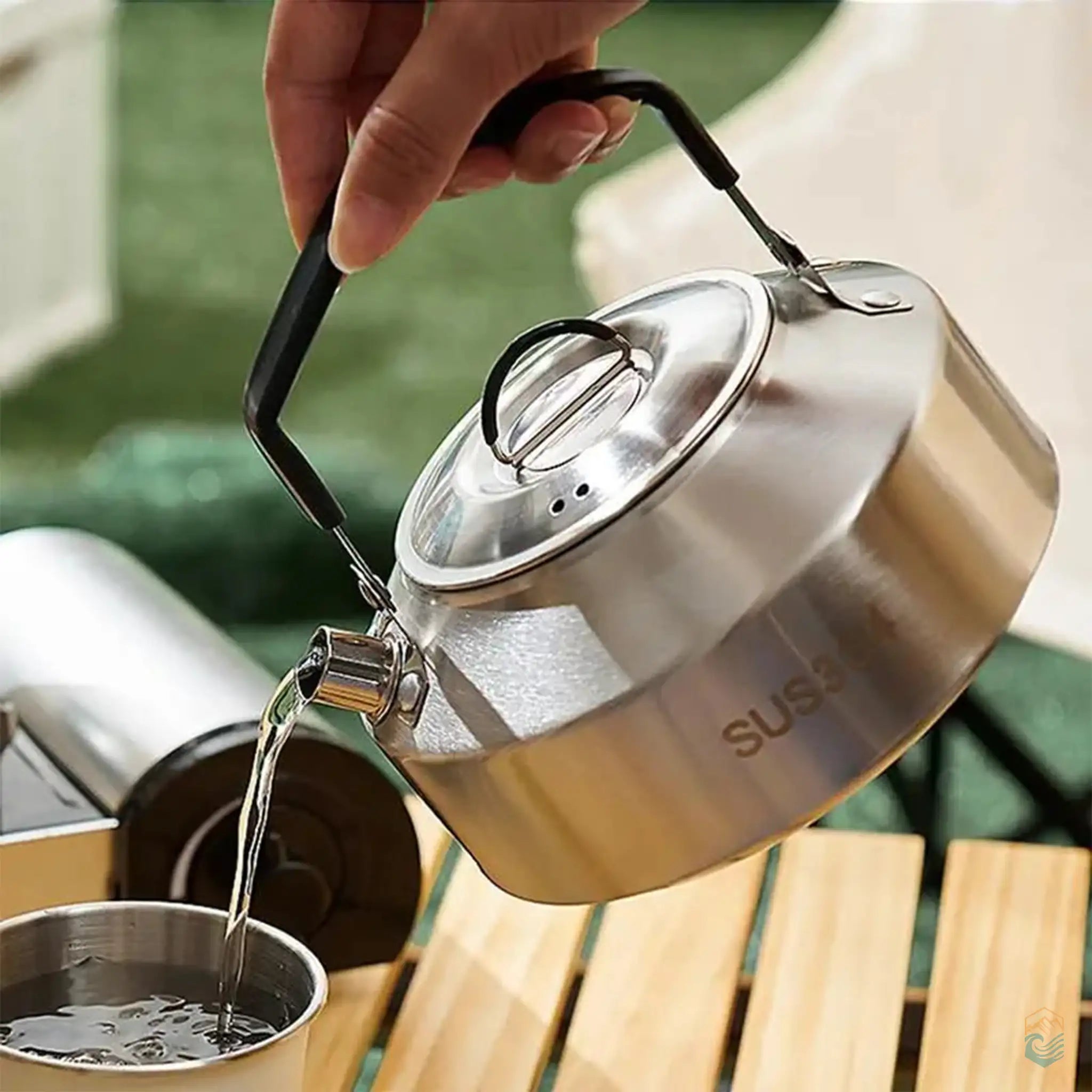 Durable Camping Coffee and Tea Kettle with Spill-Free Pouring - Safe Stainless Steel, 1L or 1.5L Capacity