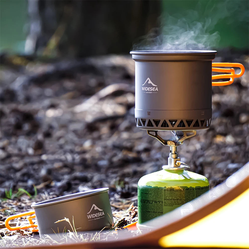 Widesea Camping Cookware Set | Heat-Exchanger Pots - Includes Kettle