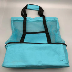 Large Canvas Beach Cooler Bag with Insulated Compartment - Durable Mesh Storage Tote