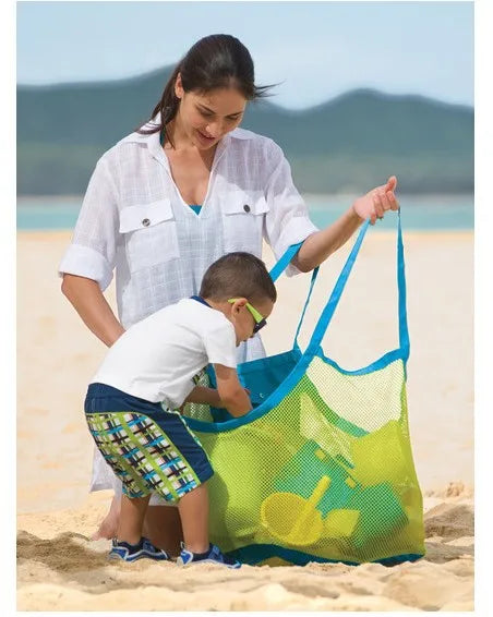 Clyine Portable Kids Beach Bag - Foldable Mesh Waterproof Tote for Beach Toys, 18.9"