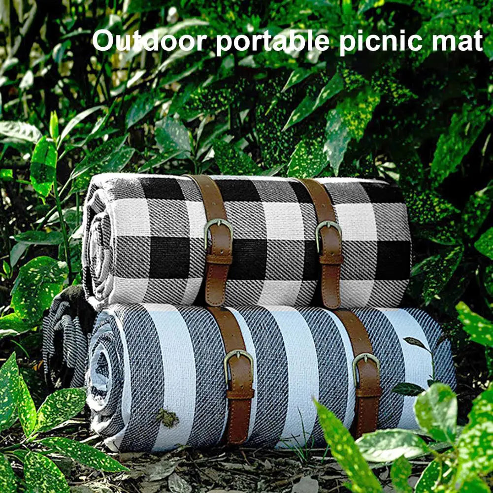 Large Plaid Camping Blanket - Machine Washable, Foldable Picnic Mat 59" x 78.75" with Portable Handle