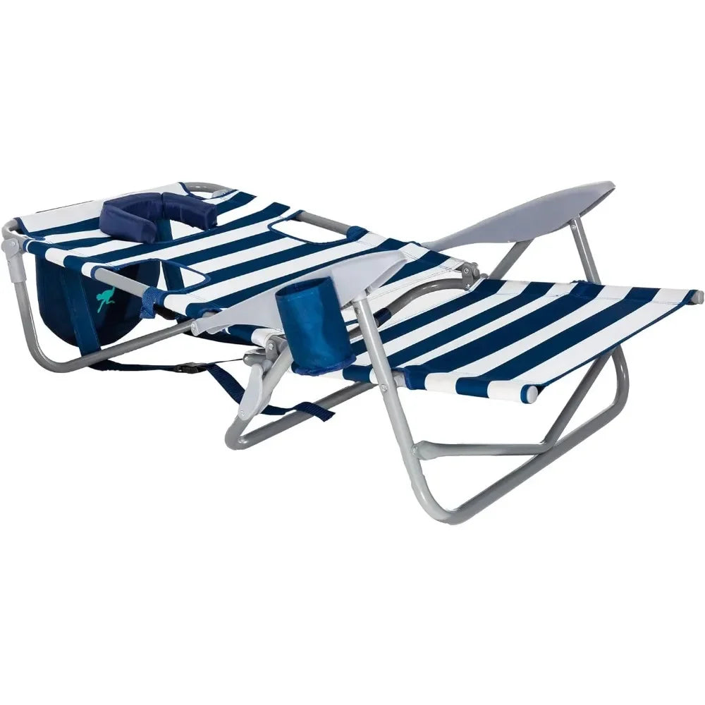 Adjustable Beach Lounge Chair with Face Opening and Cup Holder Portable Heavy Duty Tanning Chair for Ultimate Comfort