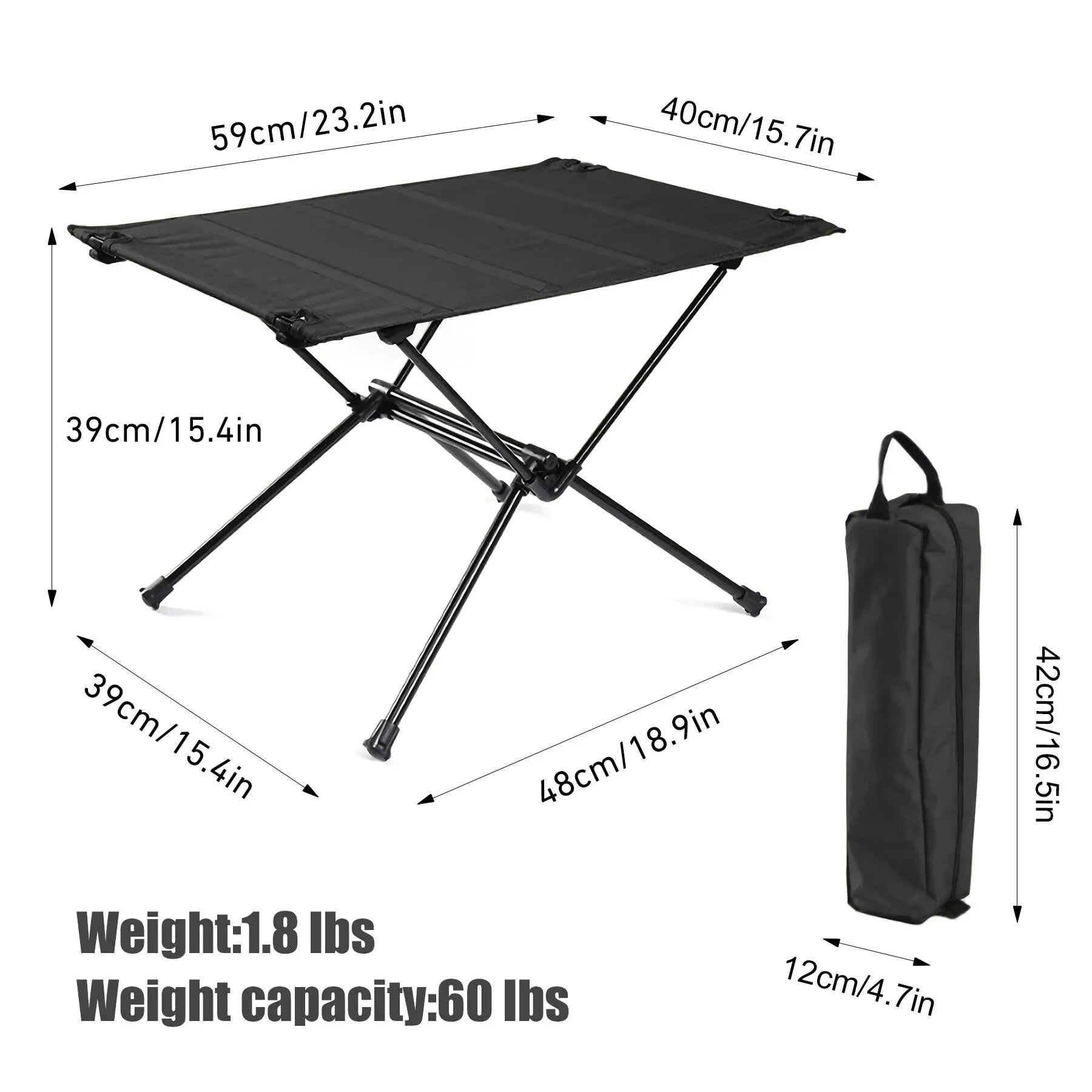 WESTTUNE Portable Aluminum Folding Camping Table, Lightweight and Durable, 23.6" x 15.7"