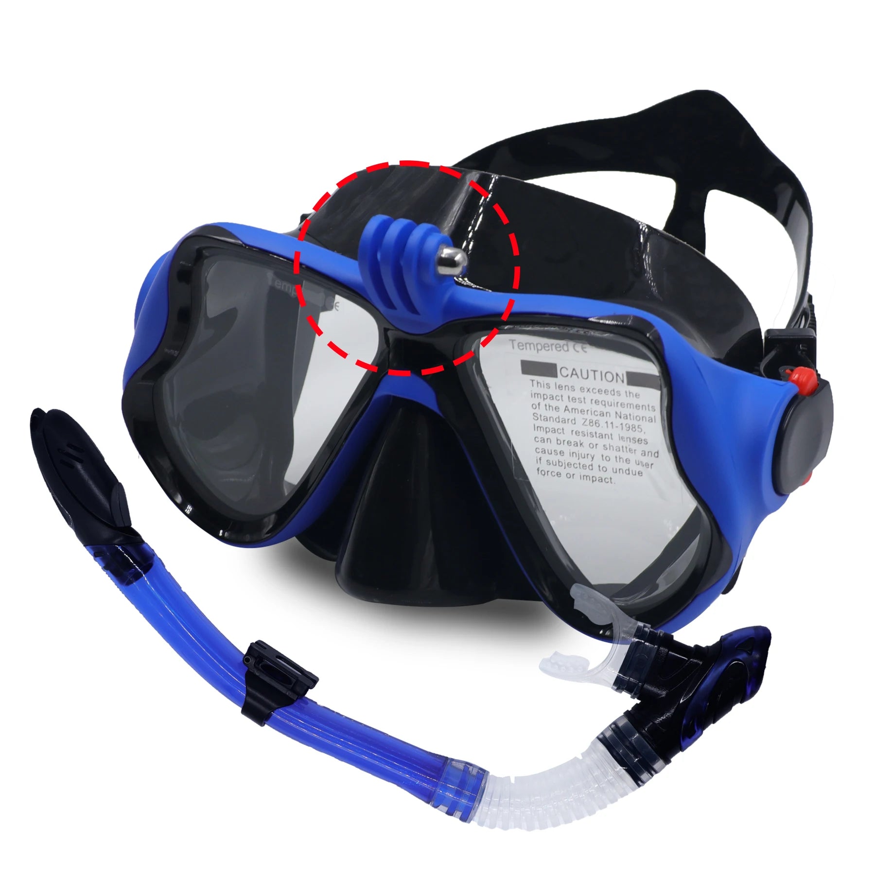 AquaPro Professional Snorkeling Mask with Camera Mount - Full Face, Anti-Fog, Adult Unisex