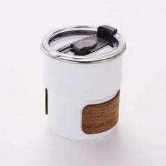 Portable 300ml Stainless Steel Coffee Mug with Lid - Heat Resistant Camping Mug