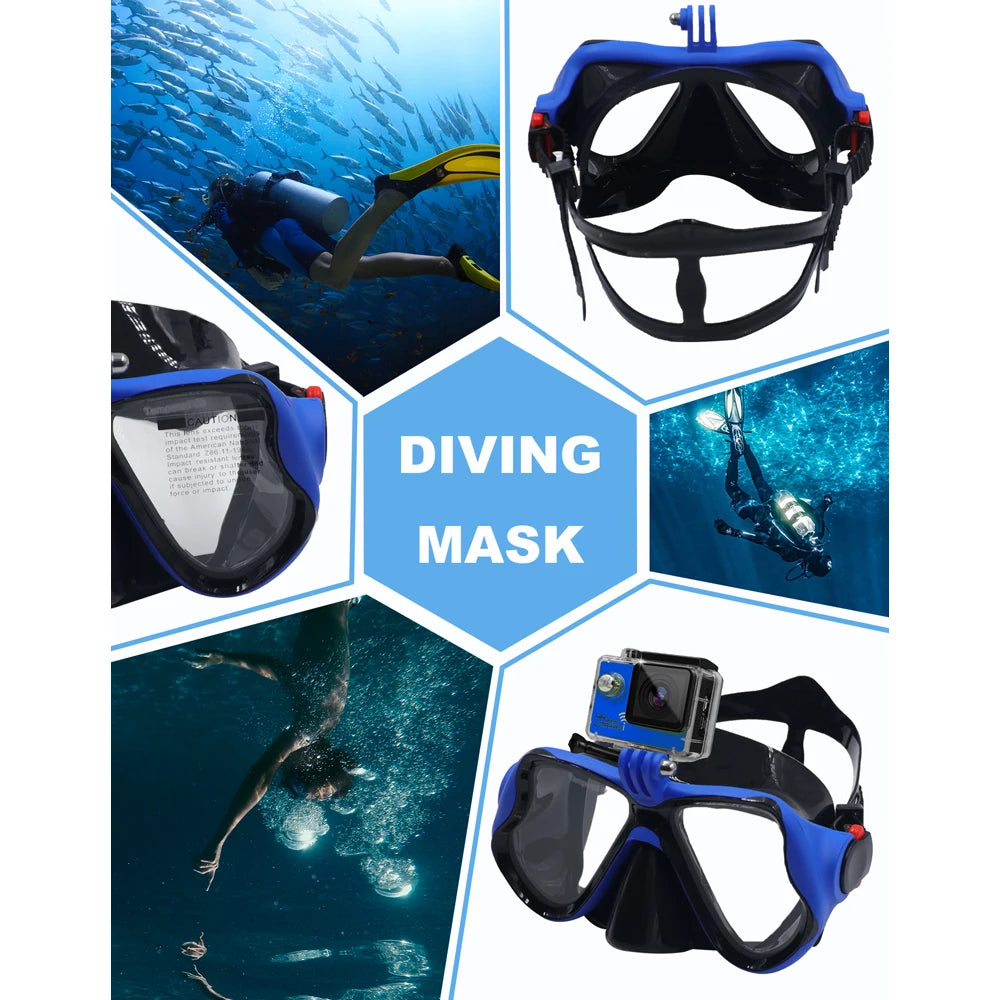 AquaPro Professional Snorkeling Mask with Camera Mount - Full Face, Anti-Fog, Adult Unisex