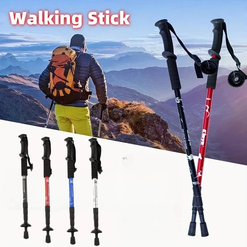 Adjustable Aluminum Trekking Poles with Ergonomic Rubber Grip – 43"