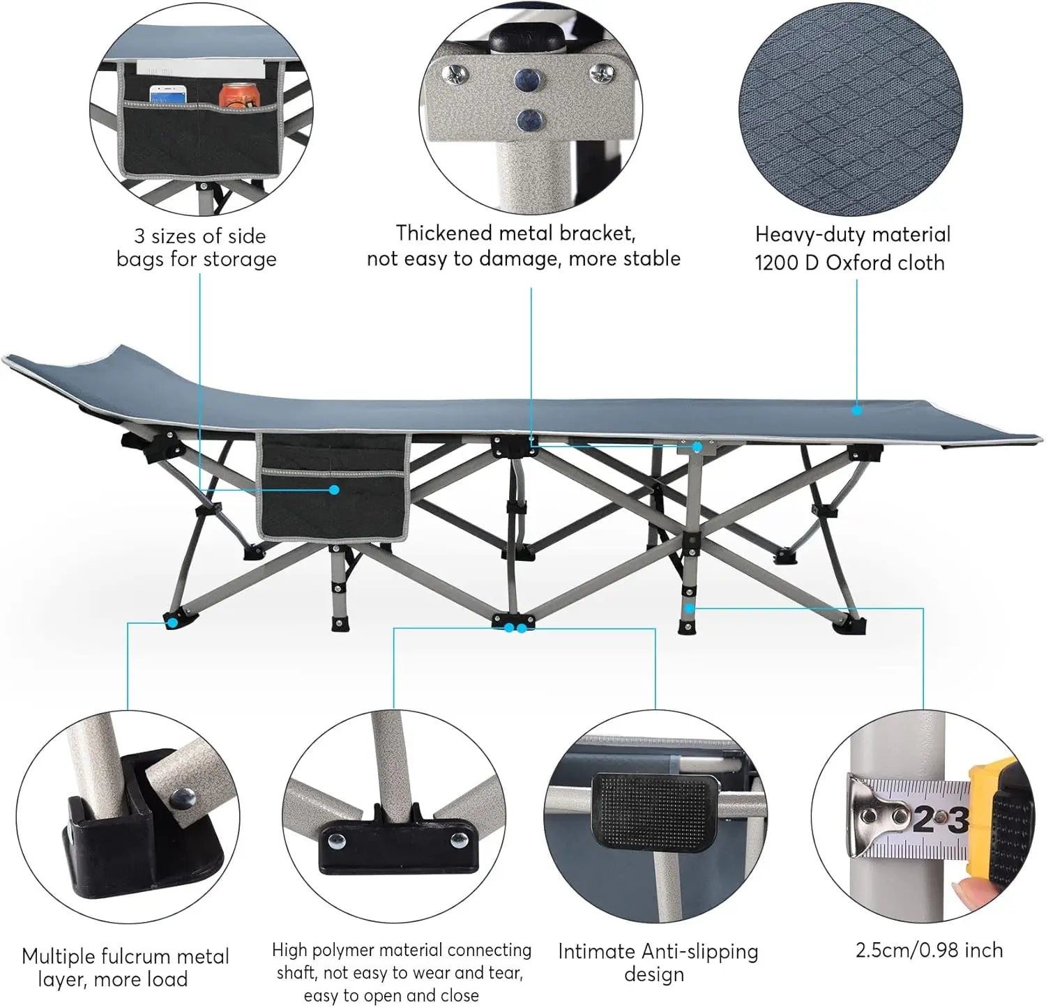 Slendor Folding Camping Cot for Adults Portable Bed with Mattress Pillow and Carry Bag Included Outdoor Sleep Gear