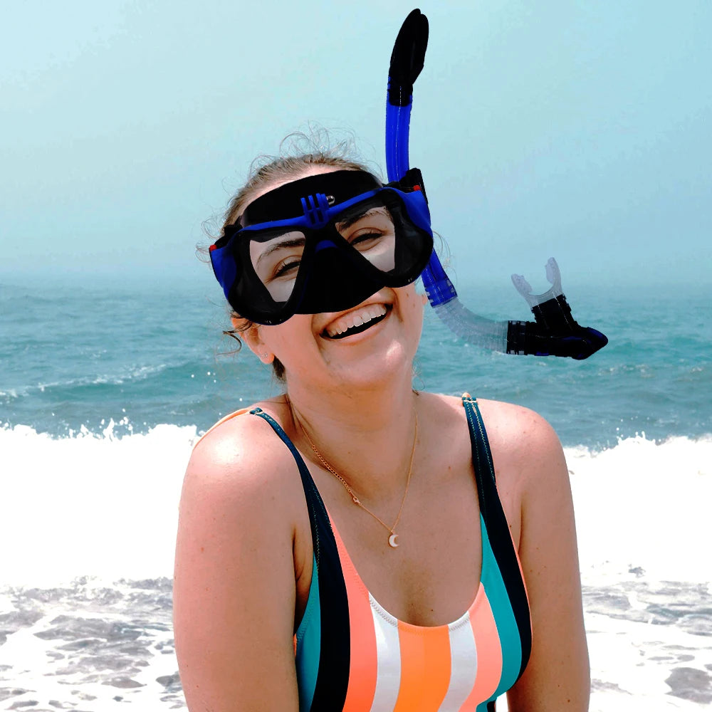 AquaPro Professional Snorkeling Mask with Camera Mount - Full Face, Anti-Fog, Adult Unisex