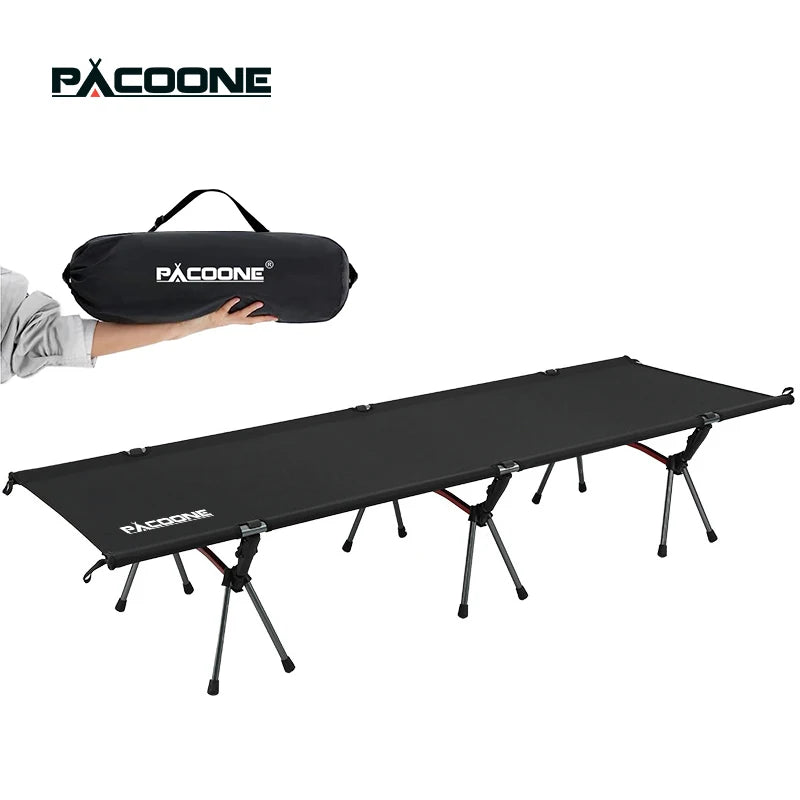 PACOONE Ultralight Foldable Camping Bed - Portable Outdoor Sleeping Cot for Backpacking and Hiking, 330 lbs Capacity