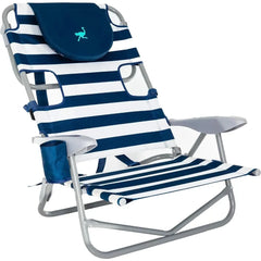 Adjustable Beach Lounge Chair with Face Opening and Cup Holder Portable Heavy Duty Tanning Chair for Ultimate Comfort