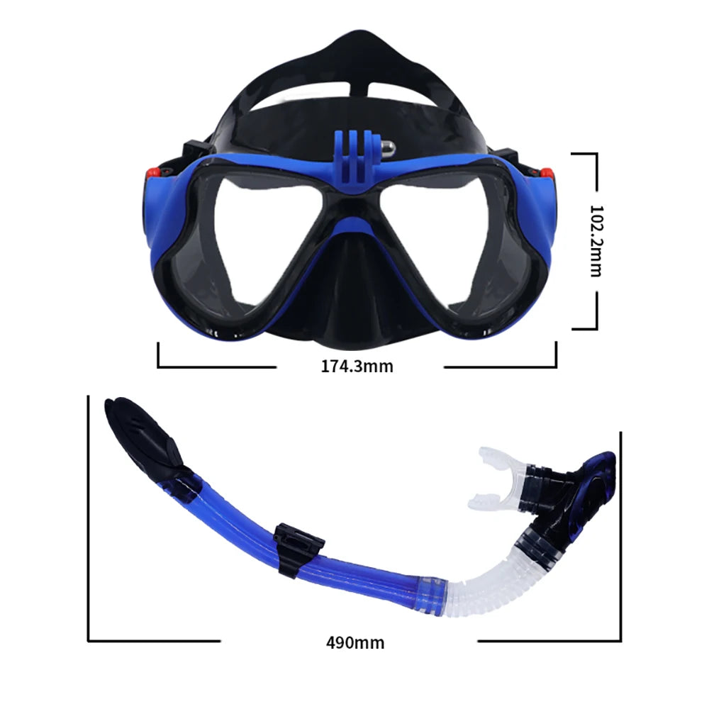 AquaPro Professional Snorkeling Mask with Camera Mount - Full Face, Anti-Fog, Adult Unisex