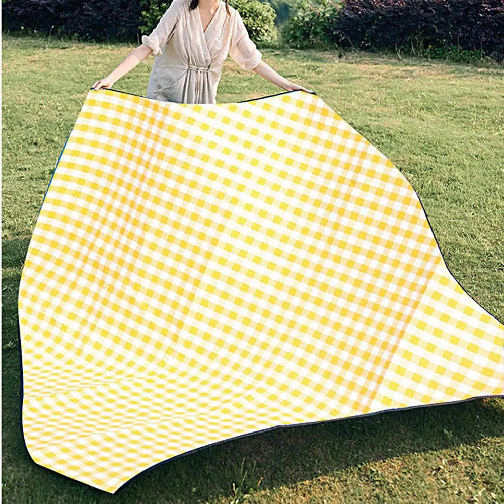 Large Plaid Camping Blanket - Machine Washable, Foldable Picnic Mat 59" x 78.75" with Portable Handle