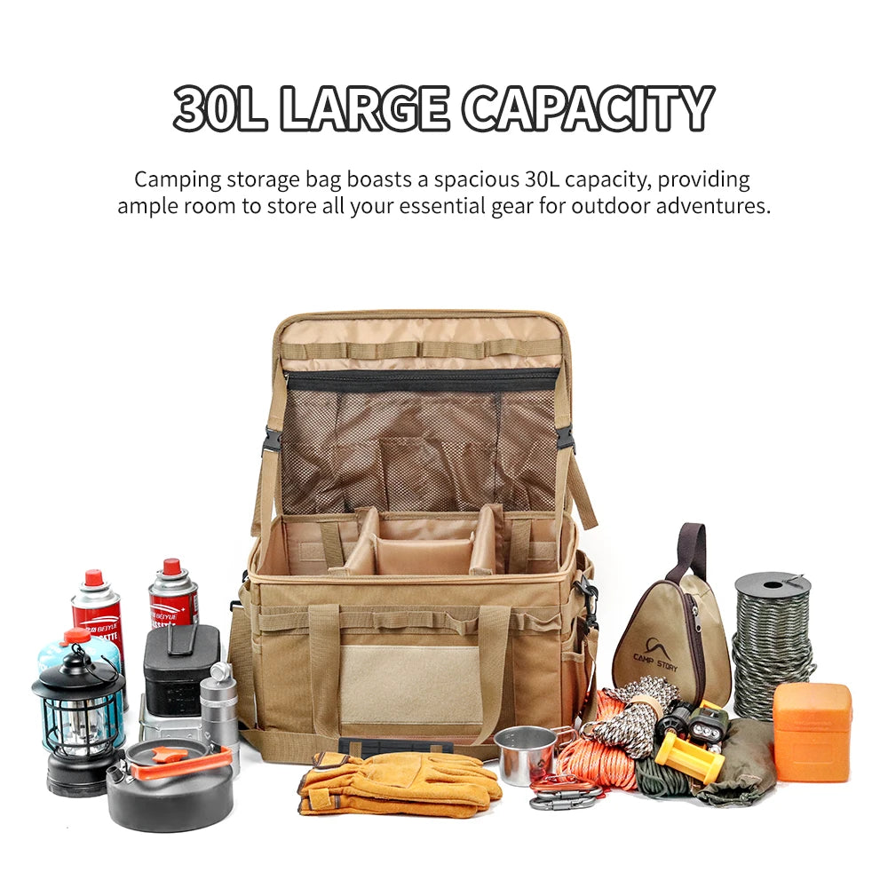 30L Large Camping Storage Bag with Collapsible Design and Waterproof Bottom