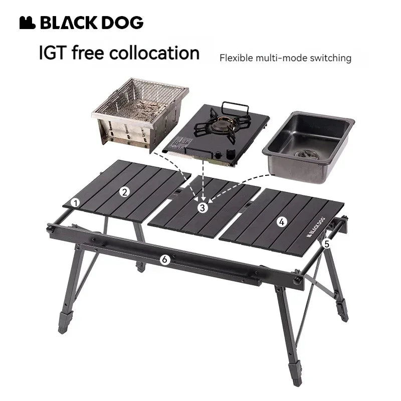 BLACKDOG Lightweight Adjustable Camping Table - Compact and Folding, Durable Aluminum Alloy for Outdoor Use