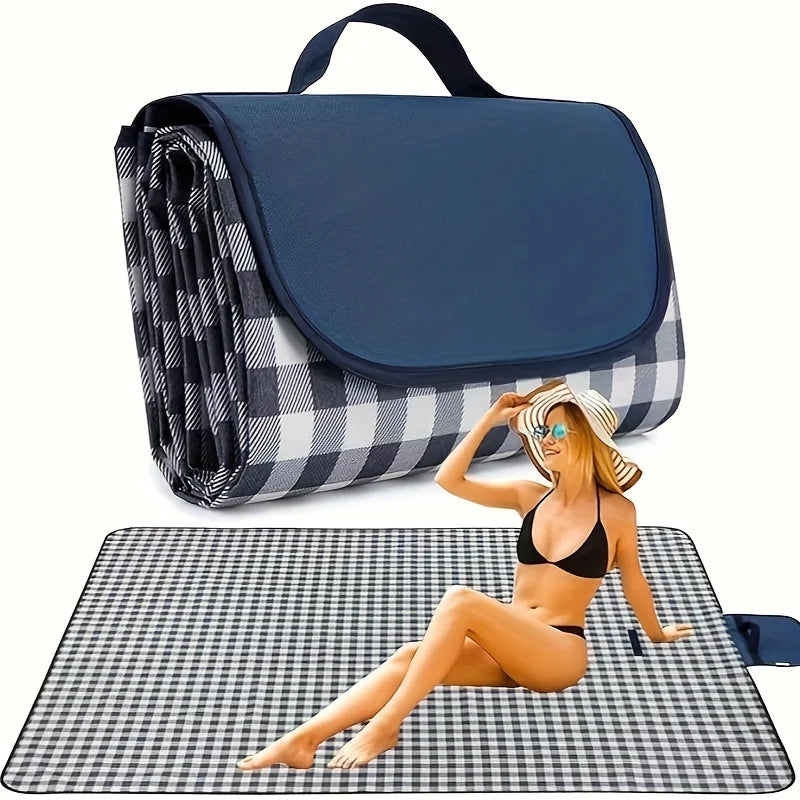 Portable Sand and Waterproof Outdoor Blanket - Large Beach Mat 80"x57" with Carry Handle