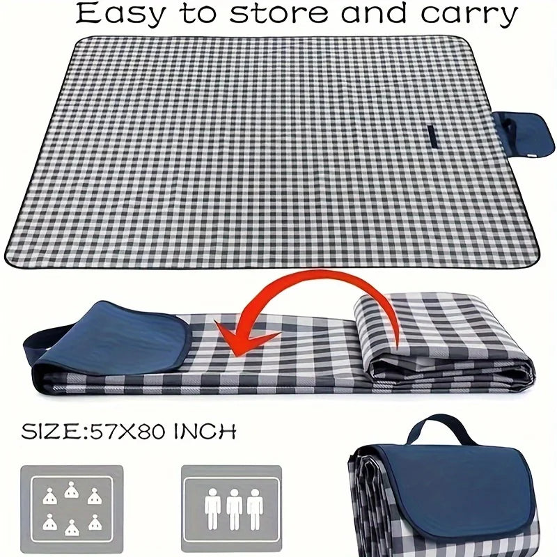 Portable Sand and Waterproof Outdoor Blanket - Large Beach Mat 80"x57" with Carry Handle