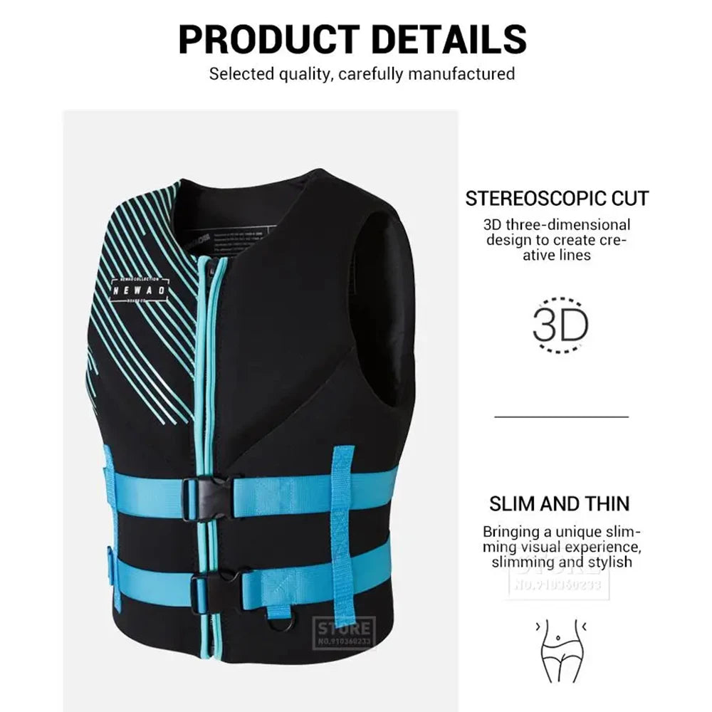 Newao High-Density Neoprene Life Vest for Water Sports - Tear-Resistant, Multiple Sizes