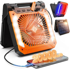 Portable Electric Electric Fan with LED Light - 20000mAh Multi-Speed