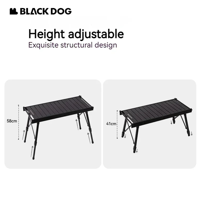 BLACKDOG Lightweight Adjustable Camping Table - Compact and Folding, Durable Aluminum Alloy for Outdoor Use