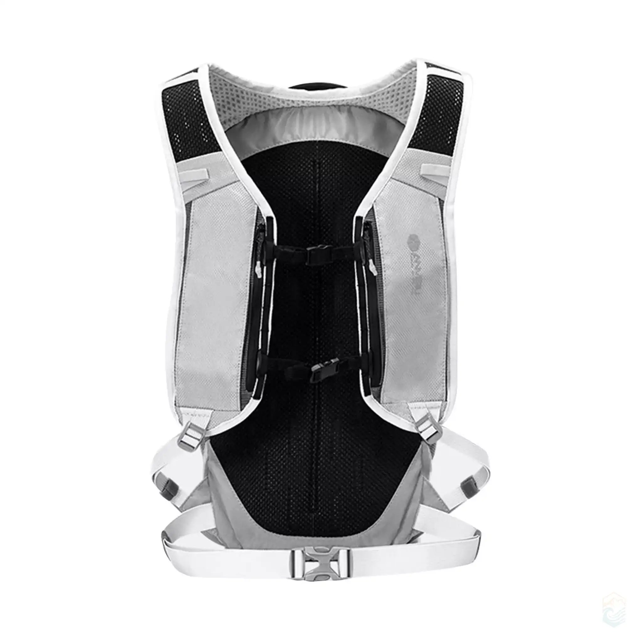 Back view of the Anmeilu Waterproof Hydration Backpack in white, showcasing the adjustable shoulder straps and breathable back panel.