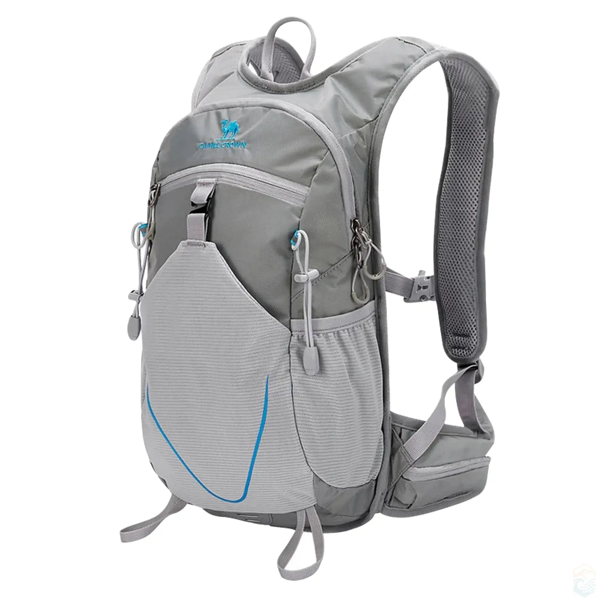 Gray Camel 12L compact hiking backpack with water-resistant material, lightweight design, and multiple compartments, ideal for day hikes and outdoor activities.