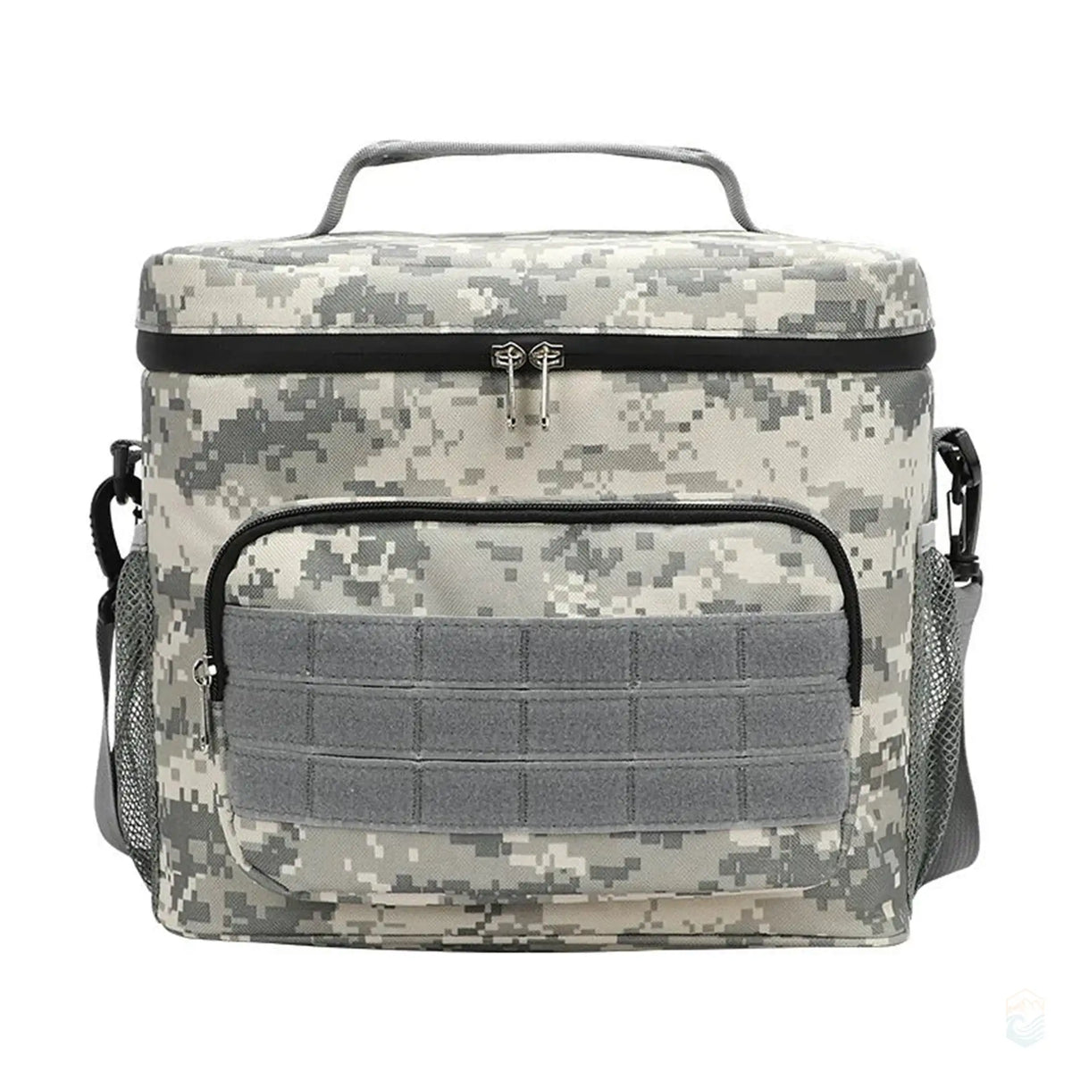 Digital Gray Camo Insulated Cooler Bag with Front Pocket and Shoulder Strap