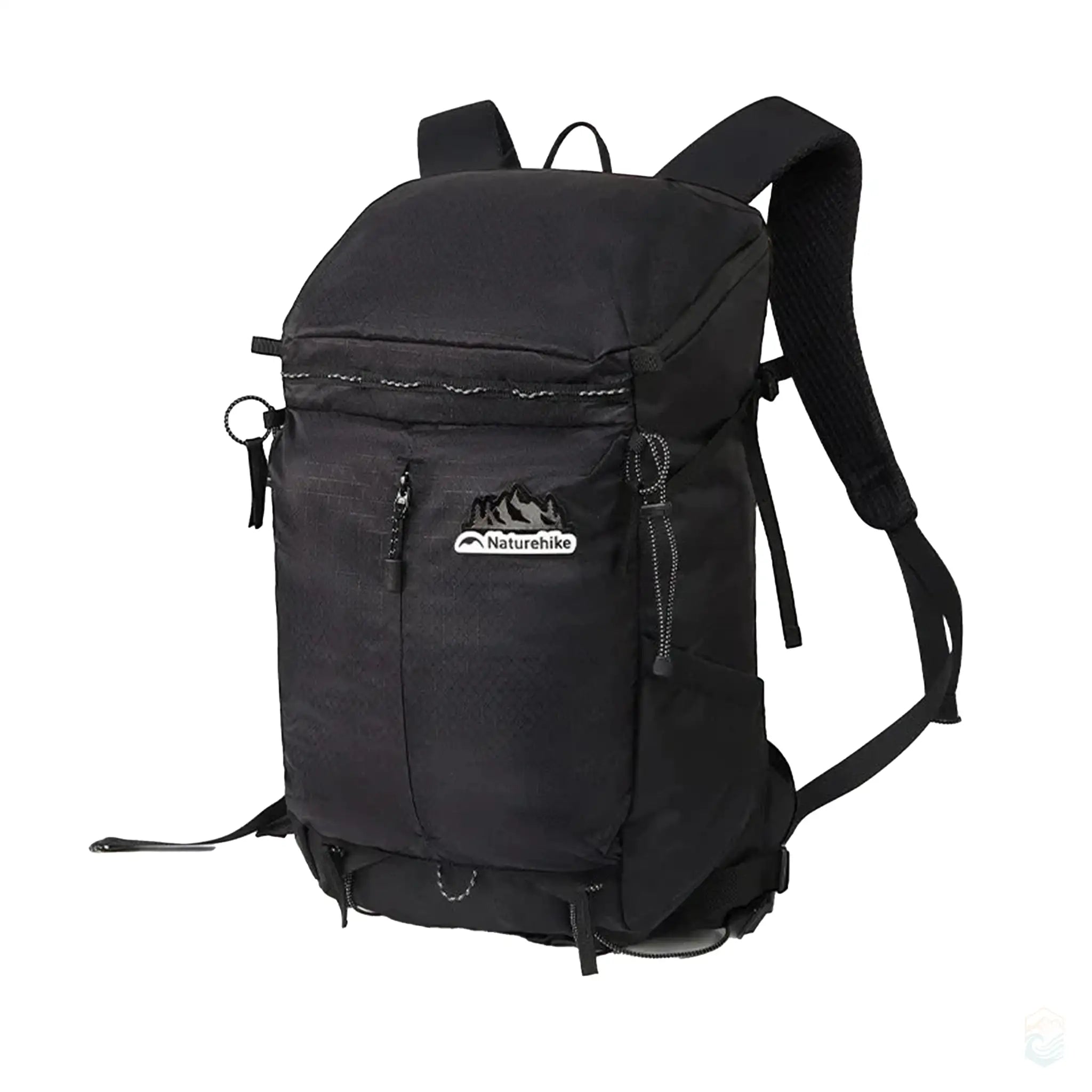 Naturehike outdoor hiking backpack in black, featuring a rugged and lightweight design, multiple secure compartments, and adjustable padded shoulder straps, perfect for hiking, camping, and outdoor excursions.