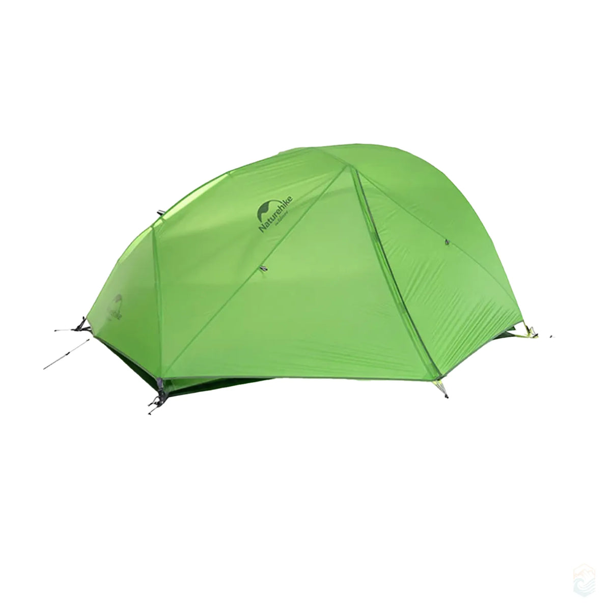 Green Naturehike Star River 2 ultralight 2-person double-layer camping tent with 20D silicone-coated waterproof fabric, ideal for backpacking, hiking, and mountain camping in varying weather conditions